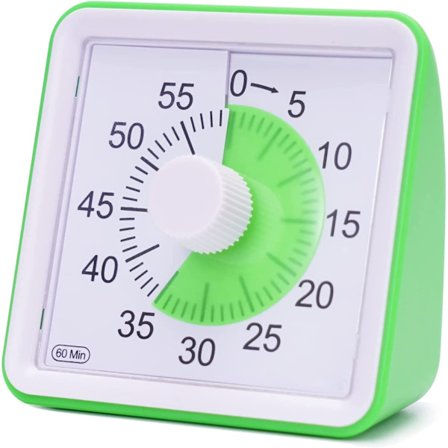 Grön visuell analog timer, tyst nedräkning, tidsstyrning också
