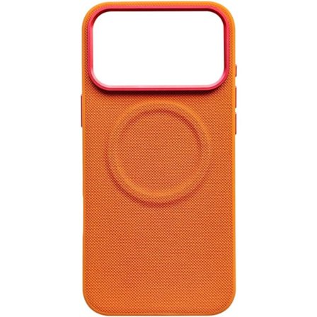 Diamanttekstur magnetisk deksel til iPhone 17 - Trådløs lading støtsikkert skinn hardt bakdeksel til iPhone 17 (Oransje)