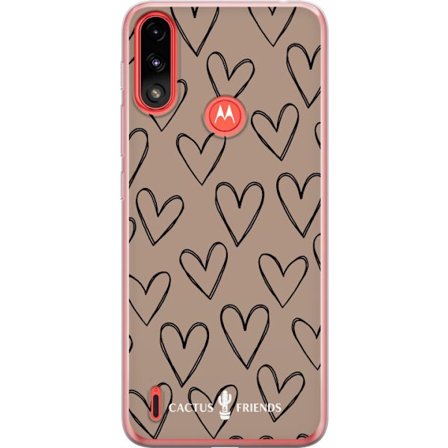 Yhteensopiva Puhelinkuori Motorola Motorola Moto E7 Power Cactus and Friends - Earthy Sketch Hearts