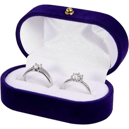 Sammet Ringbox Bröllop Sammet Dubbel Fack Ringbox Lättvikt Slät Förlovningsringbox för Fest Alla Hjärtans Dag