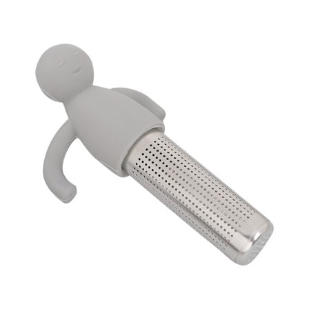 Kreativ silikon te-filter, tebryggingsverktøy, liten mann, grå