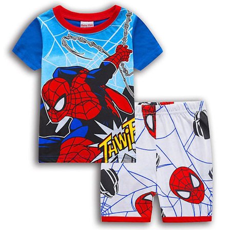 Børns dreng Spiderman serie tøj kortærmet T-shirt top shorts pyjamasæt