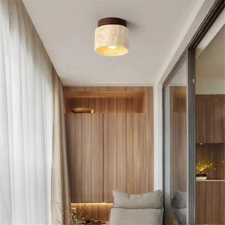 Japansk Wabi-Sabi Taklampe i Tre E27 Tre Farger Dimming for Kjøkken Gang Stue A