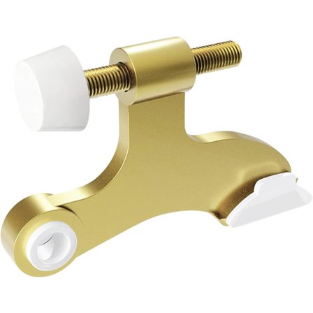 Set med 8 lyse messing hengselpinnedørstoppere, justerbare for tunge dører