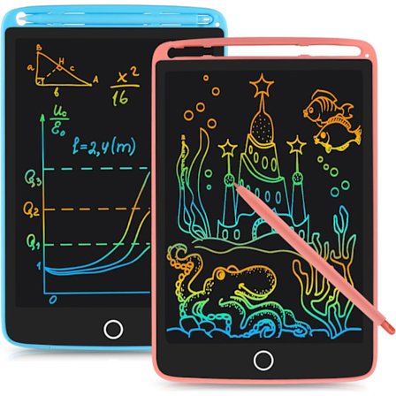 LCD Skrivetavle, 8,5 Tommers Tegnebrett for Barn og Voksne, Skissebrett med Låsbar Sletteknapp, Digitalt Brett med Magnet, 2 Pakning, Blå + Rosa