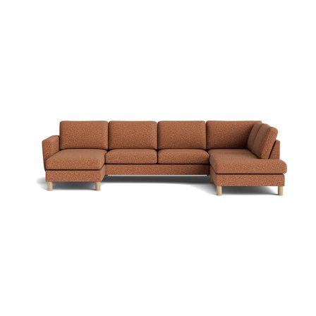 Haven U-sofa, venstrevendt, Puente Terracotta - Komfortabel hjørnesofa - 327x206x86cm - U-sofa med slidstærkt betræk