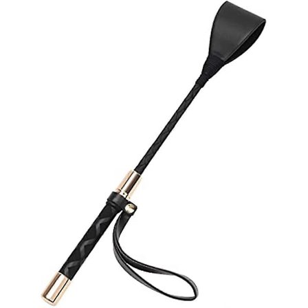 Zhichengbosi Hestepisk Sort Kunstlæder Ridepisk med Anti-slip Grip Gel Håndtag (30cm Sort)