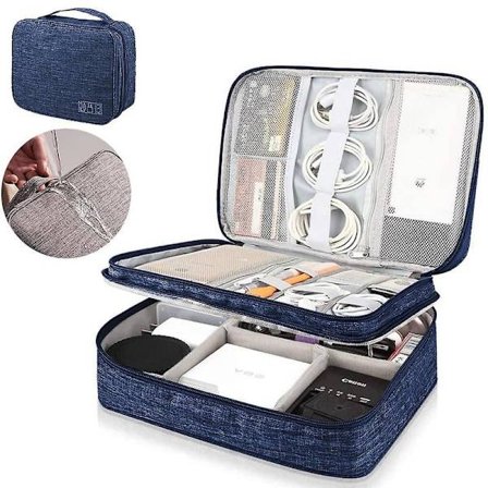 Rejse Kabel Organizer Taske, Tre-lags Elektronik Tilbehør Organizer Taske Kompatibel Med Kabler, Opladere, Power Bank, Mus, iPad, Telefon, SD-kort