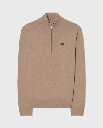 Lexington Freddy bomulds half-zip sweater, beige melange