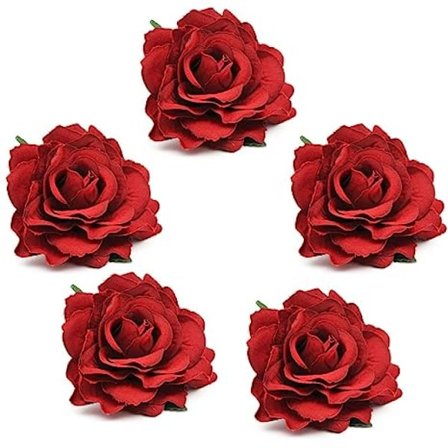 Rose Blomster Hårklemmer Brud Blomster Hår Tilbehør Danser Pins Simuleret Blomster Hårklemme Hår Tilbehør (Rød 5PCS)