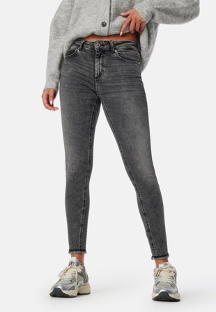 ONLY - Onlblush Mid Sk Ankle Rw Dnm - Dark Grey Denim - Kläder - - Bubbleroom