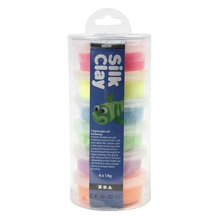 Sortiment Självhärdande modelllera Silk Clay - Fluo - 6 st