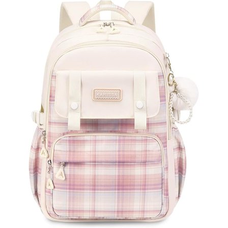 Fashion skoletaske teenager skoletaske pige dreng skoletaske rygsæk farveblokering dagsrygsæk hvid[GKS] hvid