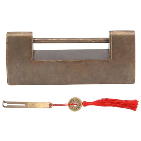 Afstand 4,4 cm dekorativ vintage lås med nøgle Antik messing kinesisk hængelås til små trækasser Møbelskab Kiste