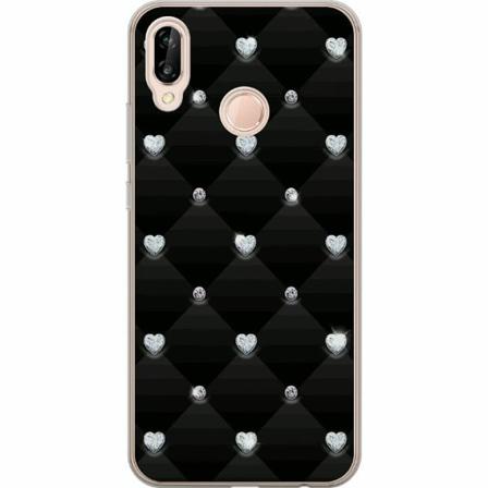 Huawei P20 Lite Genomskinligt Skal Bling Heart