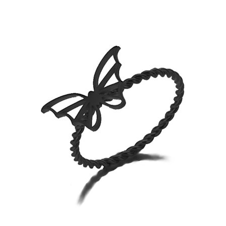 Enkelt rostfritt stål Retro Lady Butterfly Twisted Chain Rings Hjärta Kors Runt Enkelt Finger Smycken För Dam Tillbehör