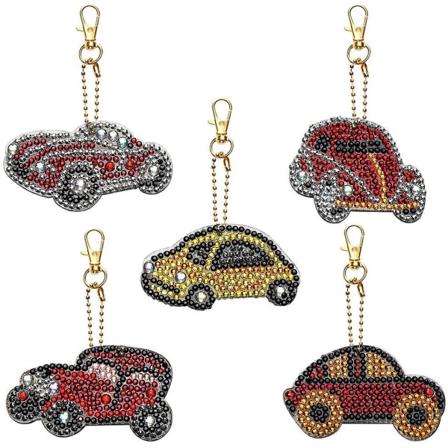 5d gjør-det-selv-diamantmaling nøkkelring rhinestone maleri broderi nøkkelring dobbeltsidig drill anheng håndverk rhinestone maleri full sett Charms 