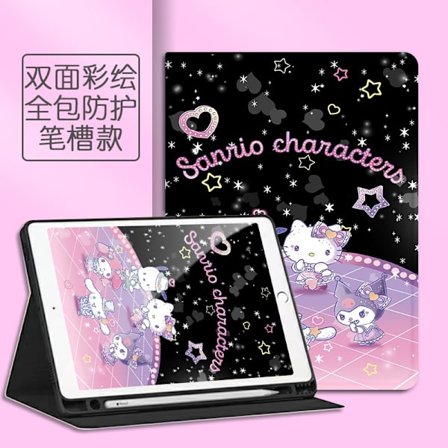 Etui til iPad Pro 10.5" Bog Pen Slot Scene Sanrio Sort Sød Tegneserie Niende Blød Flad