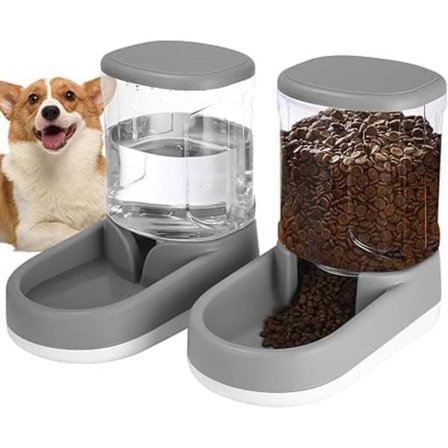 Automatisk Mad- og Vanddispenser til Hund/Kat, 2×3,8 L, Selvfyldende Skåle til Små til Store Husdyr