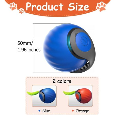 Interaktiv Katteleke Ball med Bevegelig Hale, To Hastighetsinnstillinger for Lekne Katter, Blå