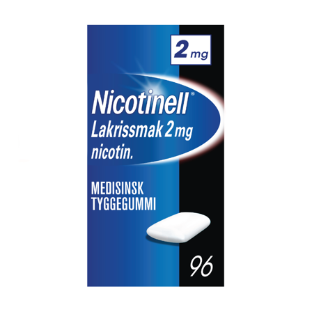Nicotinell 2 mg tyggegummi, Lakris, 96 stk.
