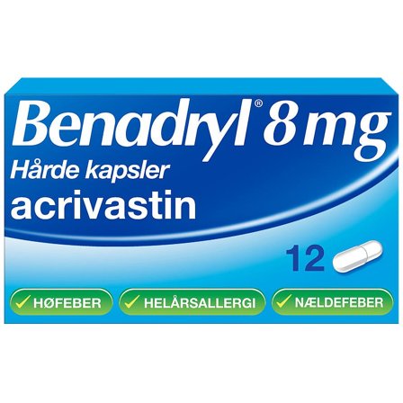 Benadryl Kapsler 8 mg 12 stk, Medicin & Pleje, Håndkøbsmedicin, Allergi