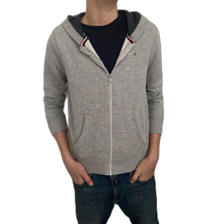 Grå zip hoodie från Tommy Hilfiger