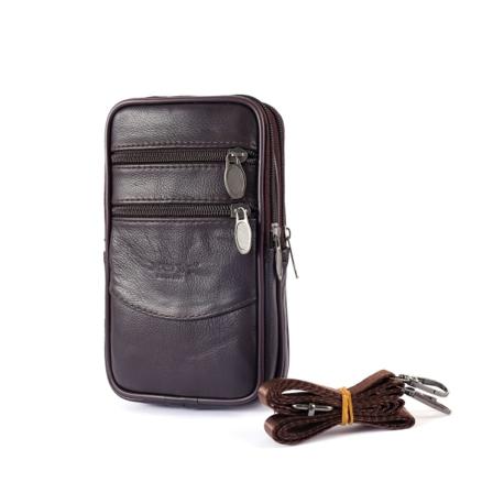 Män kvinnor Fanny Pack midjeväska för män Bälte Läderficka Vertikal Multifunktionell Crossbody Mobiltelefon Utomhus Coffee 20 × 10 × 5cm