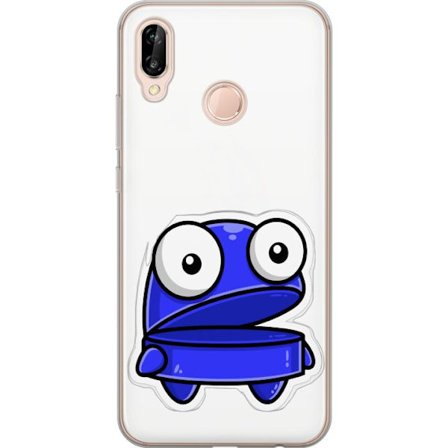 Kompatibel Mobilcover til Huawei Huawei P20 lite Blå tegneseriefigur med åbent udtryk og store øjne i sjov illustration