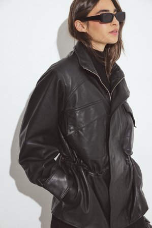 Premium Selection Lederjacke - Echtes Leder - Schwarz - EU 44