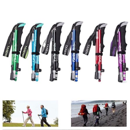 5-delt utendørs sammenleggbar vandrestav for camping