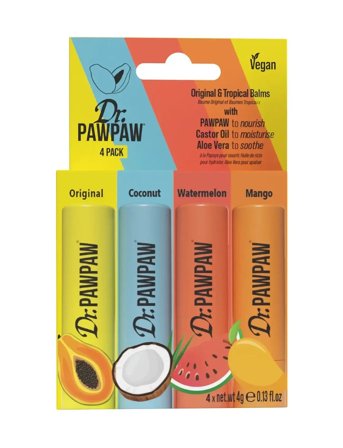 Dr.PawPaw Dr.pawpaw Original & Tropical Balms 4 Pack With Original, Coconut, Watermelon & Mango - Nude - 16 G