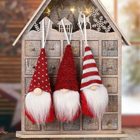 3st julgranshänge dvärg plysch tomtedocka juldekorationer 3pcs Red Set