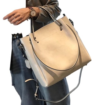 Elegant Hvid Læder Tote Taske til Kvinder med Lynlås Toppen af Håndtaget Ideel til Arbejde Skole Rejser og Shopping