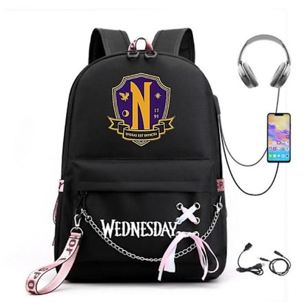 Wednesday Addams Ryggsekk Mirabel Madrigal Skolesekker Usb Lading Ryggsekk Reise Notatbok Skoleveske For Barn Studenter