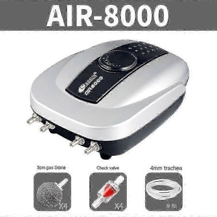 Lammikon Ilmapumppu Koi-lampi-ilmastin jopa 3800 litran lammikoille, lammikon jäänestin, all-in-one lammikon ilmastuspaketti kaksoisulostulolla, 