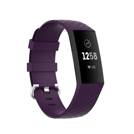 Silikonarmband Till Fitbit Charge 3/4 Lila (L)