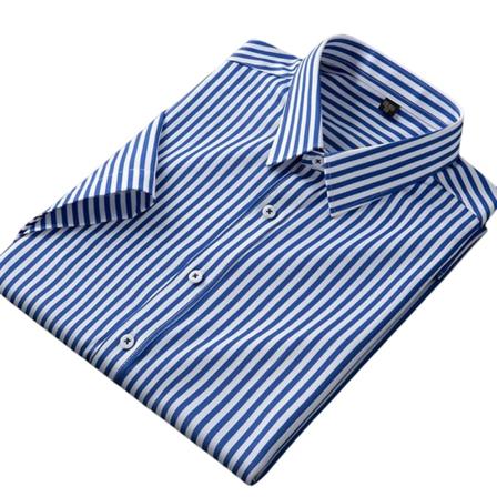 Herr klassisk passform randig spridd krage Skrynkelfri bomullsklänning skjorta i icke-järn för Business Casual 2 size 43