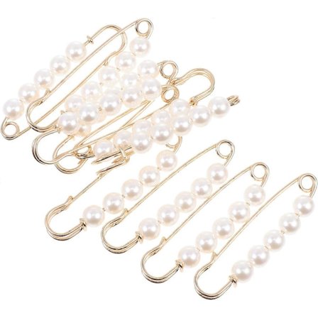 10 kpl kestäviä hakaneuloja helmikoristeella, rintaneula, koristeelliset neuleklipsit neuletakeille, housuille, vaatteille, kultainen