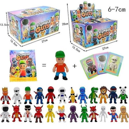 24 st Fall Guys Actionfigurer Leksaker Spelkaraktär Kort PVC Modell Kawaii Anime Samling Dockor Barnpresenter