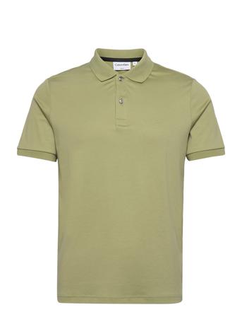 Smooth Cotton Slim Polo Polos Short-sleeved Grön Calvin Klein