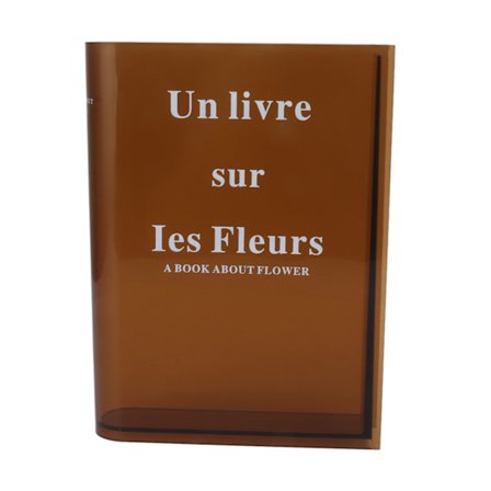 Bok Vase for Blomster Akryl Dekorativ Transparent Klar Bok Form Blomster Vase for Hjem Stue Kontor Brun