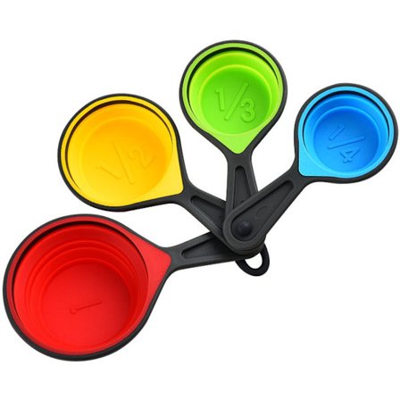 Hopfällbara Måttbägare i Silikon - 60ml/80ml/125ml/250ml - Set med 4 Köksmått (4 Färger)