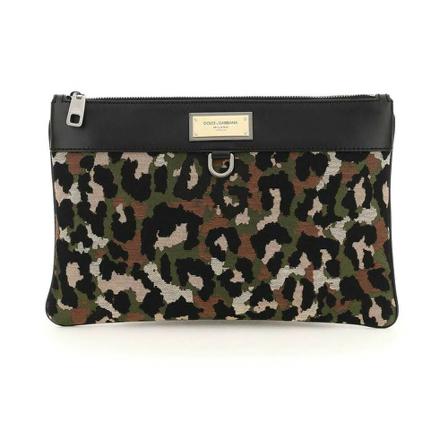 Dolce & Gabbana Jacquard Fabric Pouch Sort, Dame Toilettasker, Størrelse: ONE Size