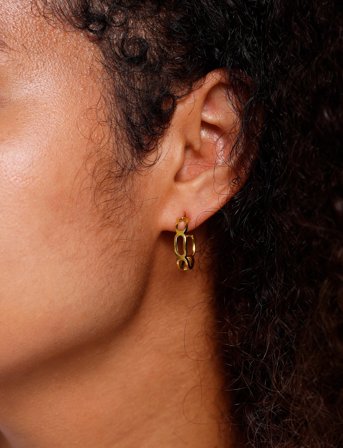 Design Letters Square Link Hoop (Set Of 2 Pcs) Goldplated - Gold - ONE SIZE