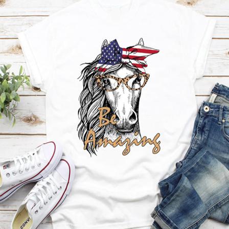Dam Flag Print Pullover Independence Day Tunika Blus