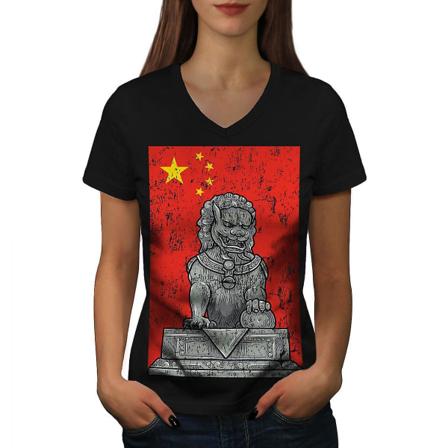 Kina flagga Lion Women T-shirt L