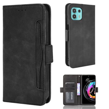 Modernt Motorola Edge 20 Fusion / Motorola Edge 20 Lite fodral med plånbok - Svart