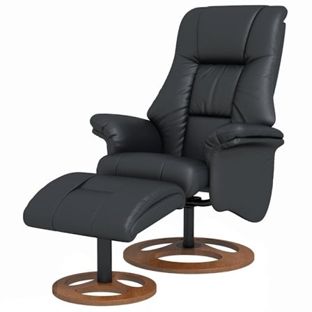 Rootz Relax Chair with Ottoman - Lounge Chair - Recliner Chair - Ultimativ komfort - Justerbart ryglæn - Holdbart imiteret læder - 77cm x 89cm x 110cm
