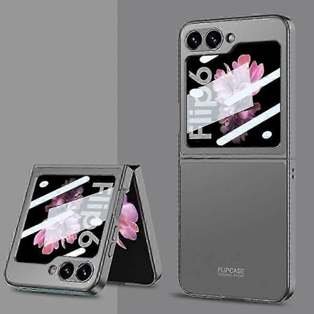 Skal för Samsung Galaxy Z Flip 6 med inbyggt skärmskydd, Slim Fit Lättviktigt Hudkänsla Hårt PC Stöttåligt Skal